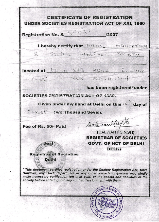 CERTIFICATE OF REGISTRATION