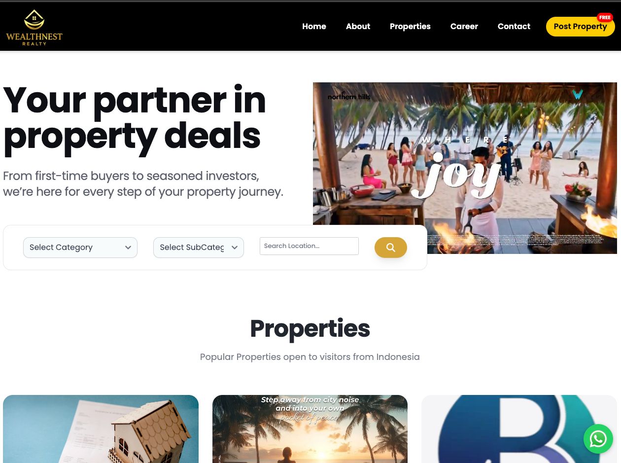 wealthnestrealty.in website preview