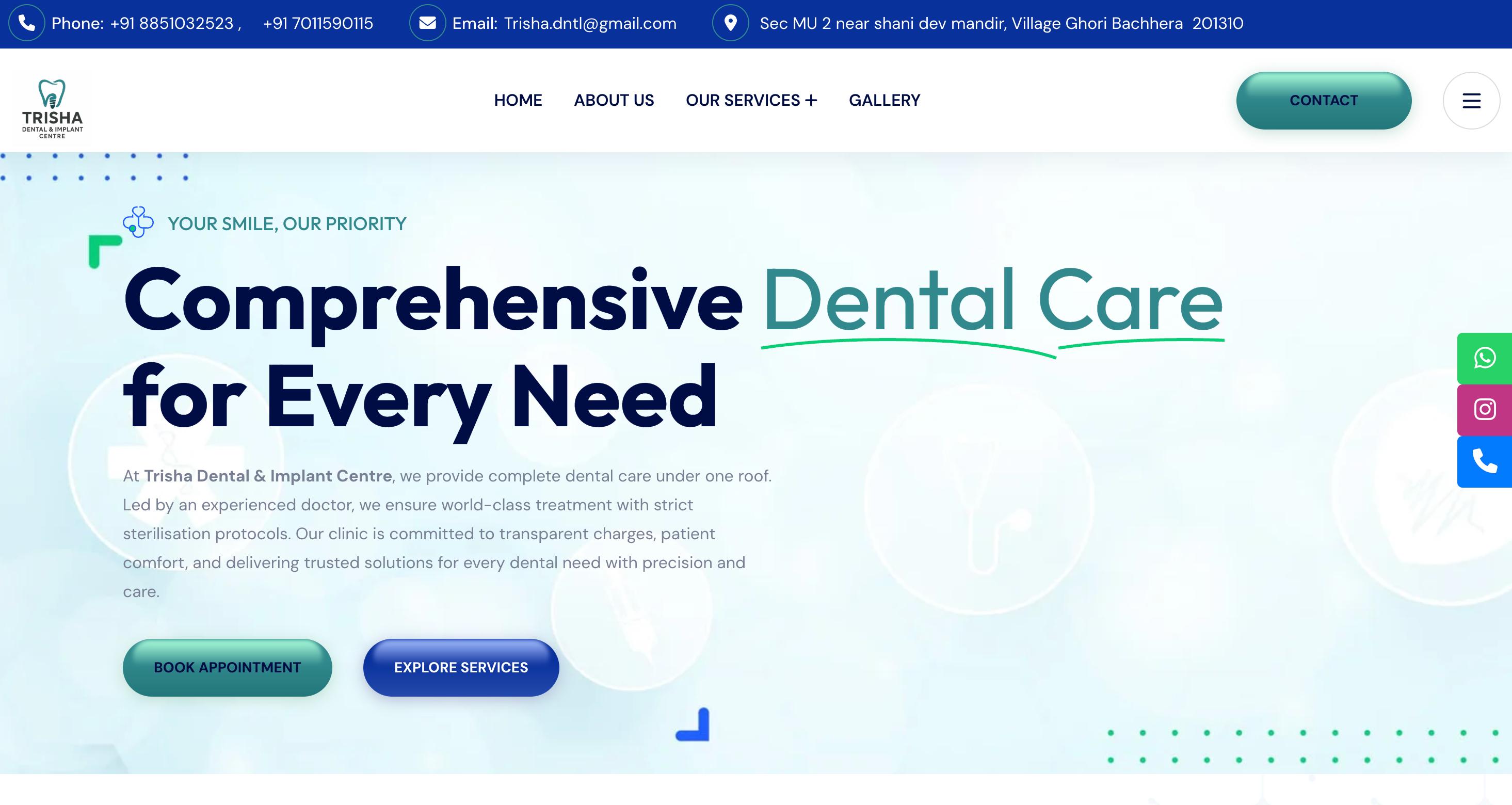 trishadental.com website preview