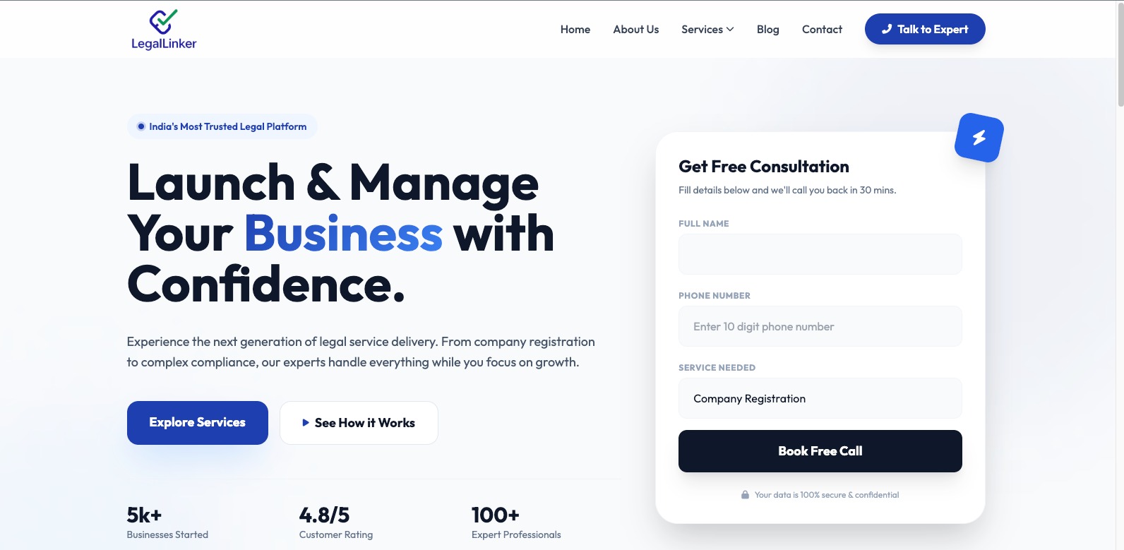 legallinker.in website preview