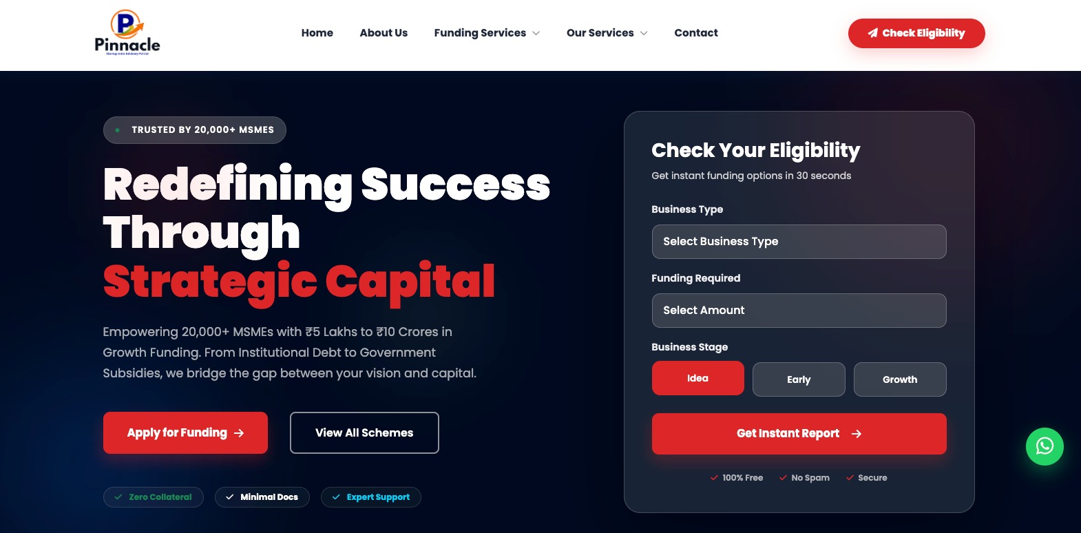 pinnaclestartup.in website preview