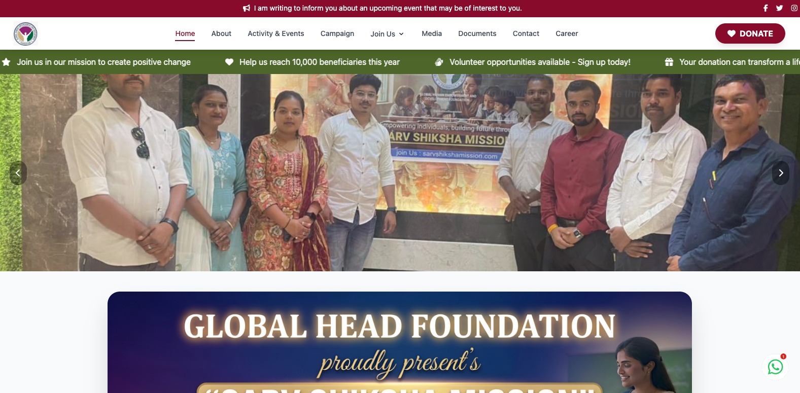 globalheadfoundation.com website preview